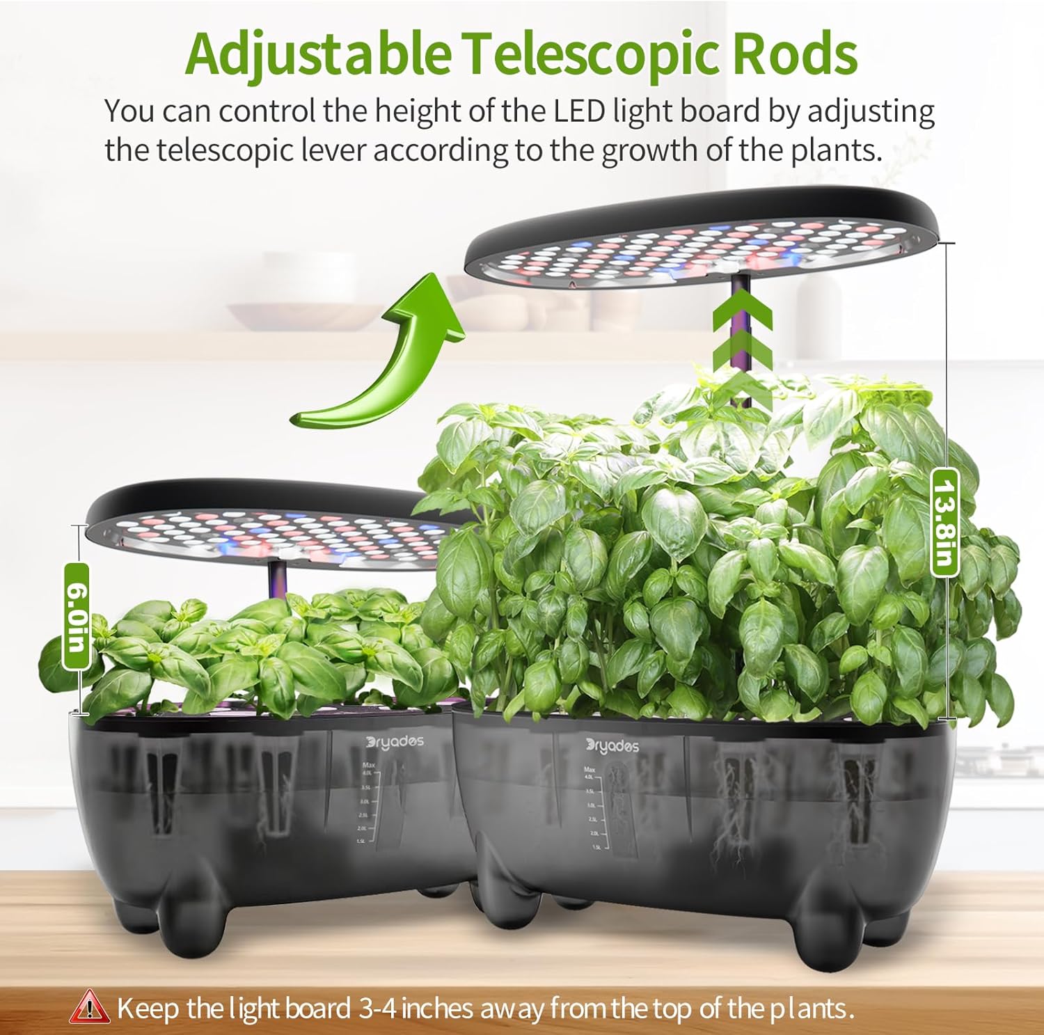 Hydroponic Growing System 12 Pods LED Indoor Herb Garden Black