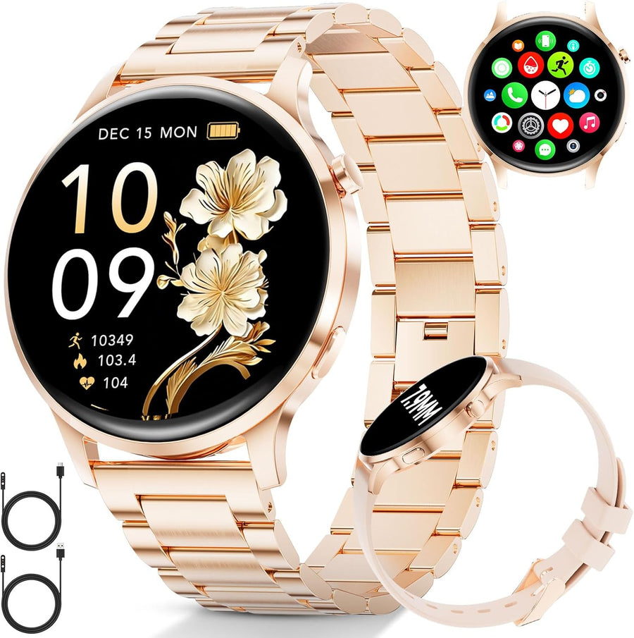Womens AMOLED Smart Watch Rose Gold Bluetooth Call
