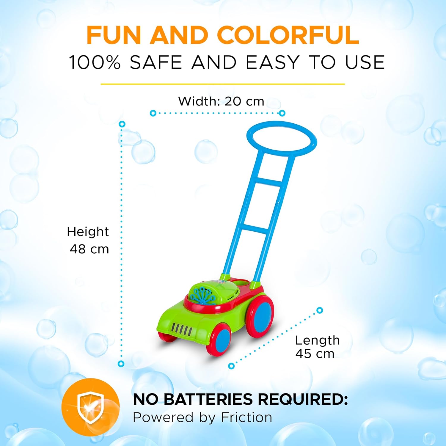 Bubble Lawn Mower Friction Powered Kids Garden Push Toy