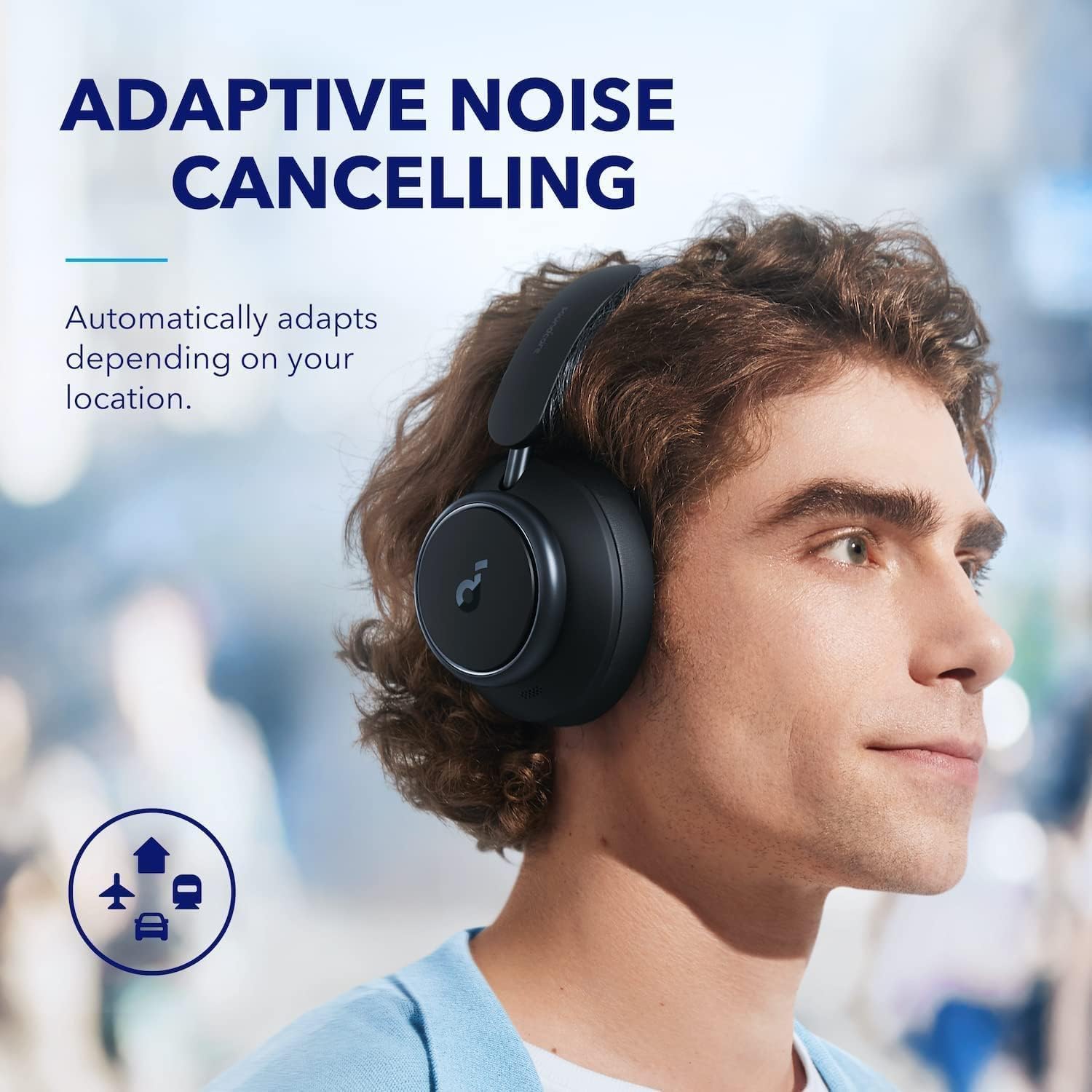 Wireless ANC Over Ear Headphones 50H Playtime Hi-Res Sound Travel