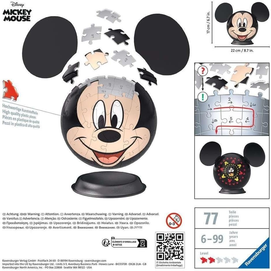 72pc 3D Puzzle Ball Cartoon Mouse Collectible Desk Display Toy Gift - Kwikley
