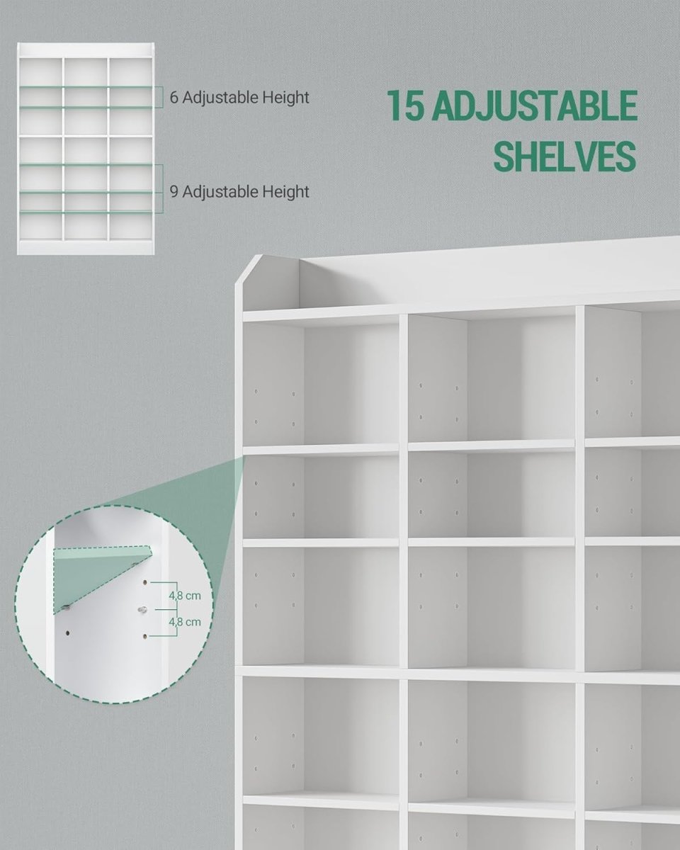 747 CD Storage Tower Adjustable Media Shelf Rack Bookcase White 154cm - Kwikley
