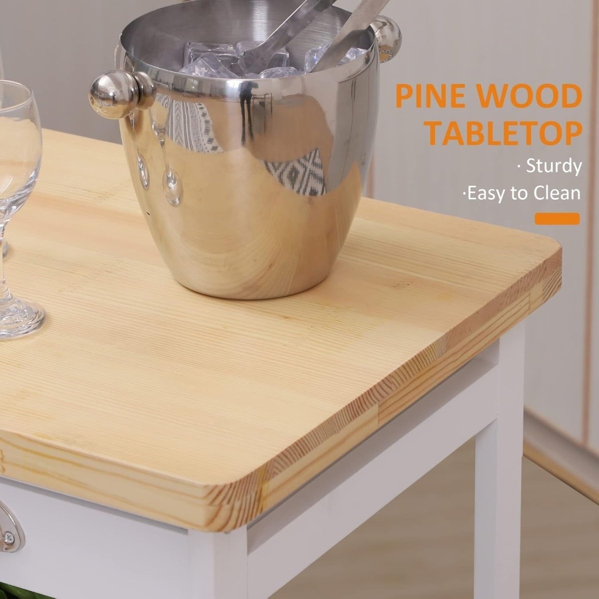 74x37x76cm Rolling Kitchen Island Cart 6 Wine Rack - Kwikley