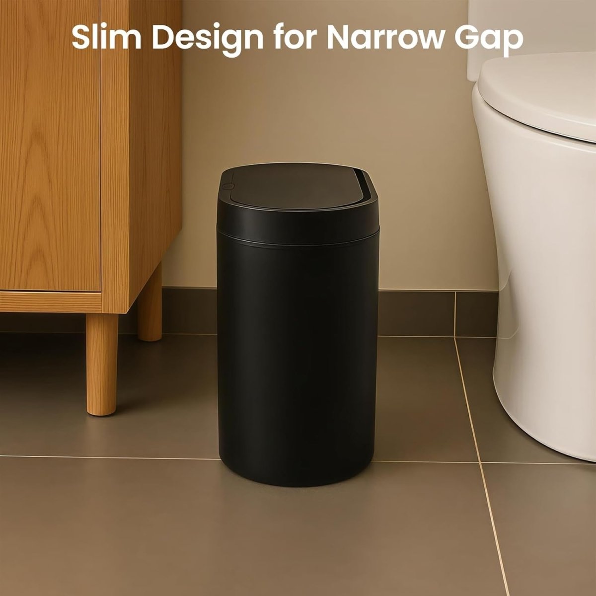 7.5L Automatic Touchless Bathroom Bin Motion Sensor Odour Seal Black - Kwikley