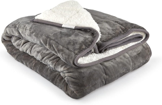 7kg Weighted Blanket Grey 150x200cm Sherpa Ultra Soft Cozy Comfort
