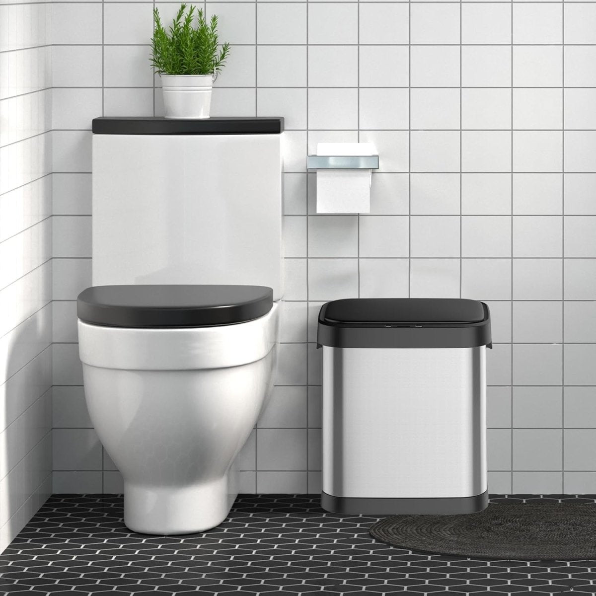 8 Gallon Touchless Trash Can Stainless Steel Soft Close Slim - Kwikley