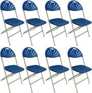 8 Pack Folding Chairs Heavy Duty Plastic Event Dining Party Stackable Blue - Kwikley
