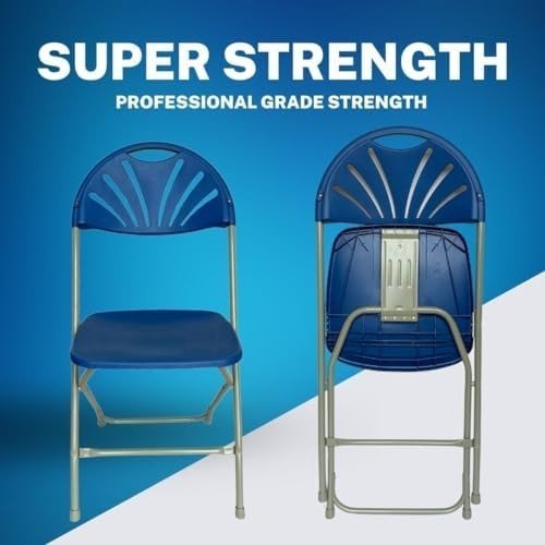 8 Pack Folding Chairs Heavy Duty Plastic Event Dining Party Stackable Blue - Kwikley