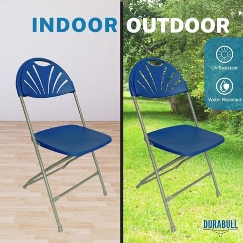 8 Pack Folding Chairs Heavy Duty Plastic Event Dining Party Stackable Blue - Kwikley