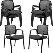 8 - Pack Mesh Office Guest Chairs Stackable Fabric Seat Black - Kwikley