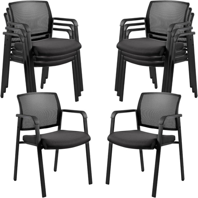 8-Pack Mesh Office Guest Chairs Stackable Fabric Seat Black