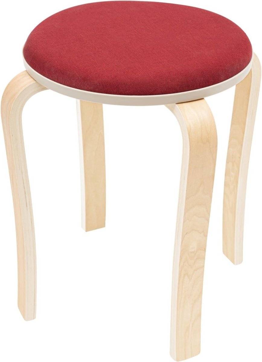 8 Pack Stackable Wooden Round Stools Upholstered Seat Kitchen Bar Stools - Kwikley