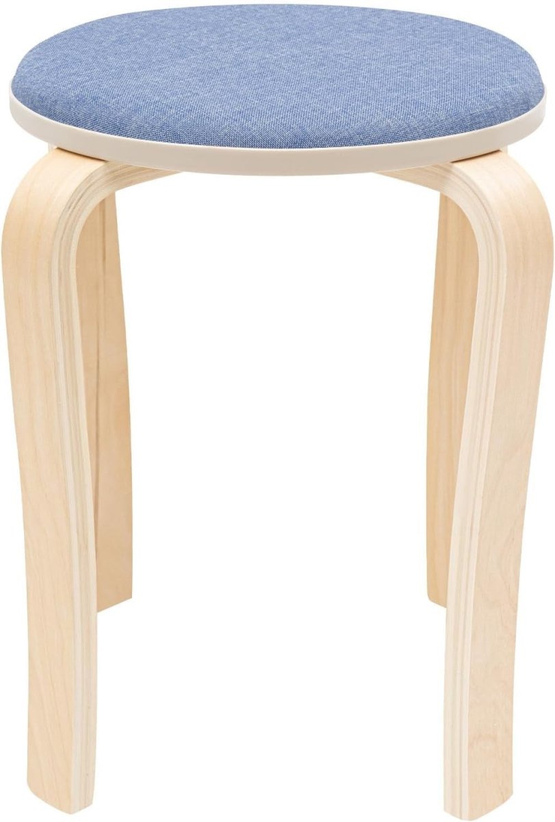 8 Pack Stackable Wooden Round Stools Upholstered Seat Kitchen Bar Stools - Kwikley