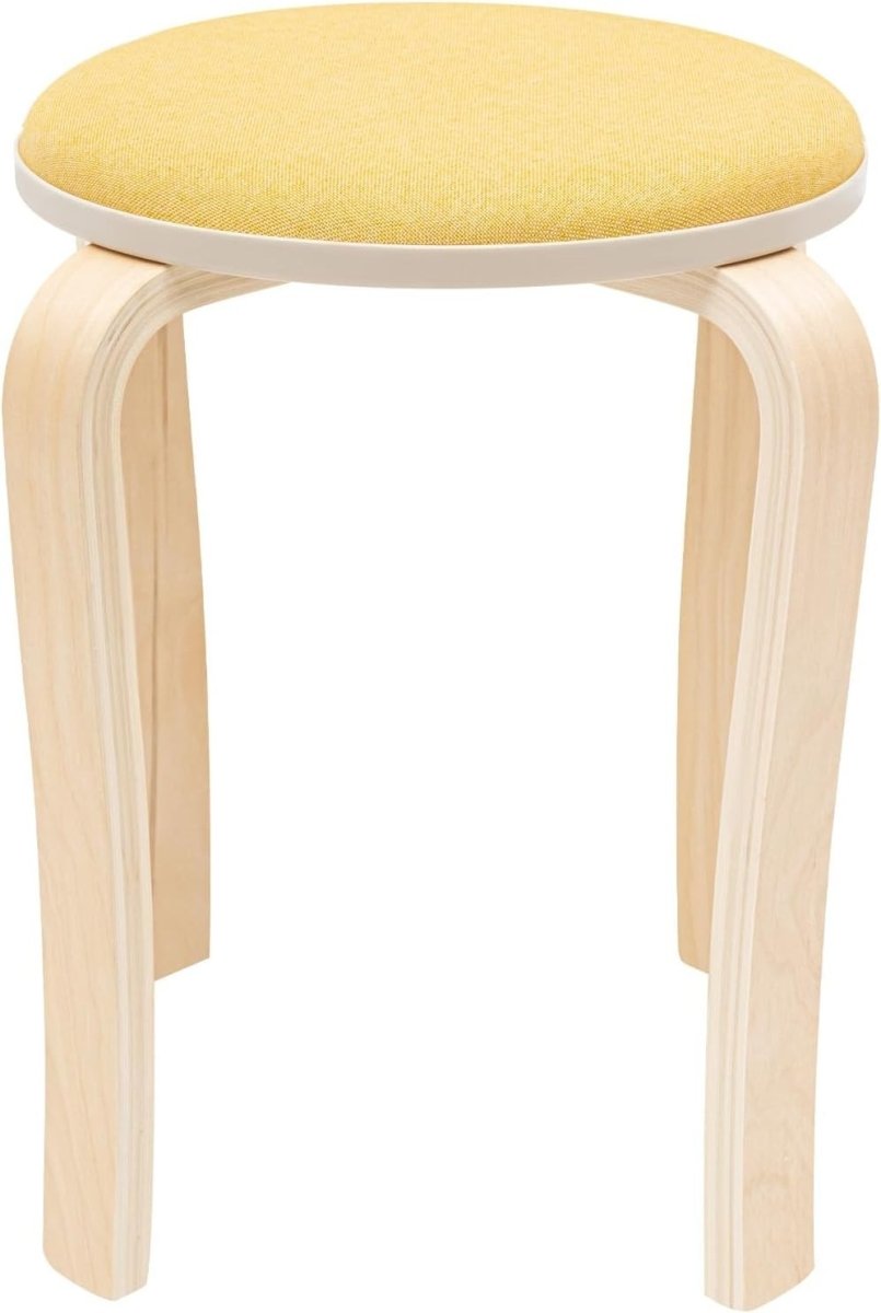 8 Pack Stackable Wooden Round Stools Upholstered Seat Kitchen Bar Stools - Kwikley