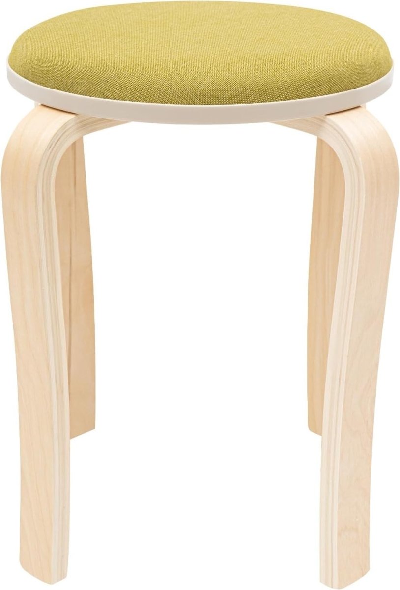 8 Pack Stackable Wooden Round Stools Upholstered Seat Kitchen Bar Stools - Kwikley