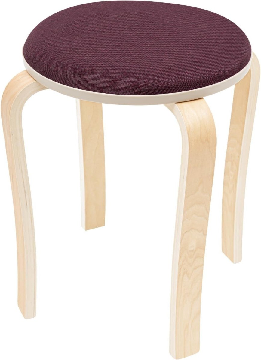 8 Pack Stackable Wooden Round Stools Upholstered Seat Kitchen Bar Stools - Kwikley