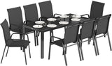 8 Seater Garden Dining Set Outdoor Patio Table with Stackable Chairs
