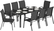 8 Seater Garden Dining Set Outdoor Patio Table with Stackable Chairs - Kwikley