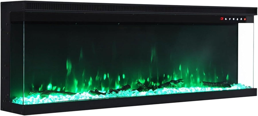 80" Wall Recessed Electric Fireplace LED Fire Heater 9 Flame Colours - Kwikley