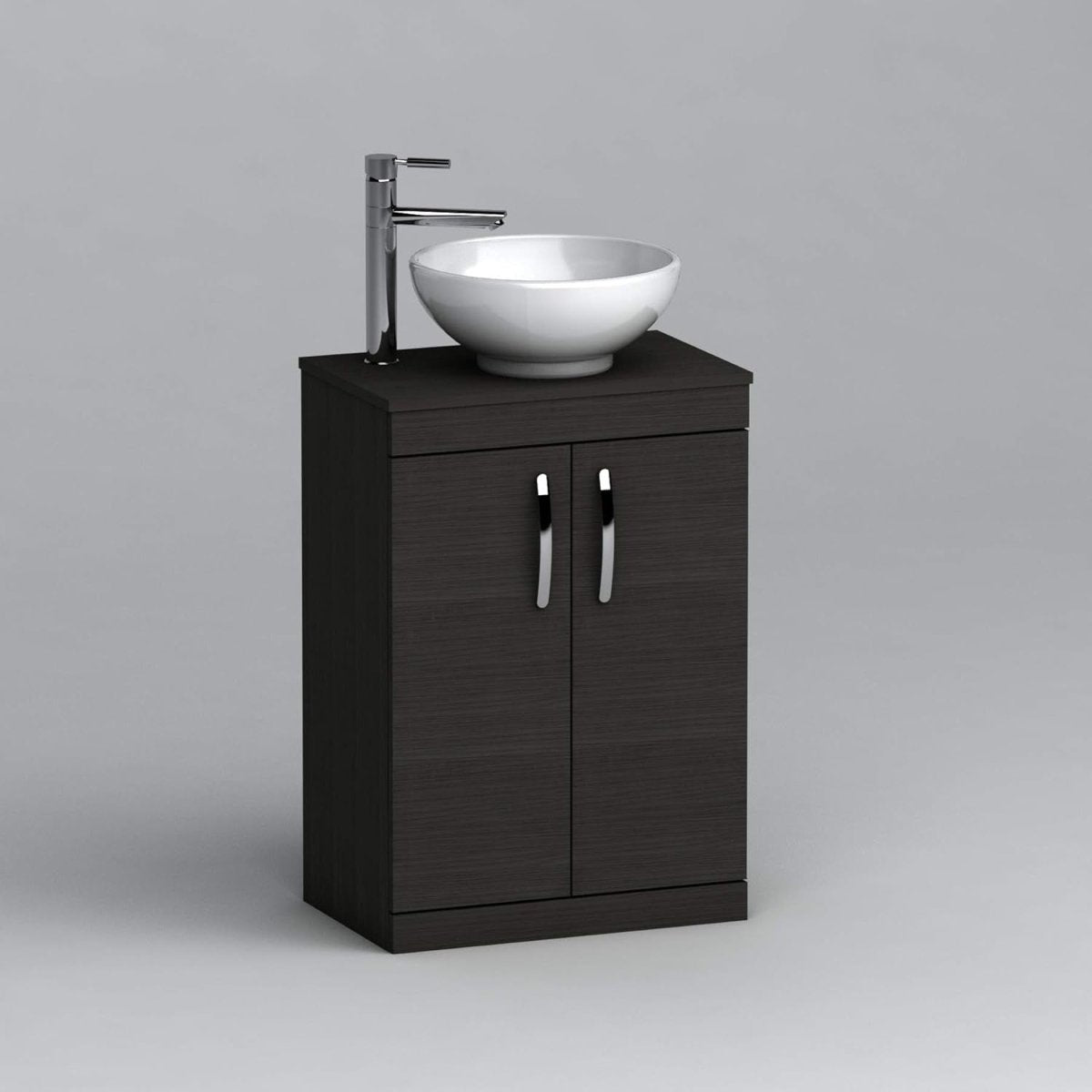 800mm Floor Standing Vanity Unit with Basin 2 Door Hale Black Sink Cabinet - Kwikley