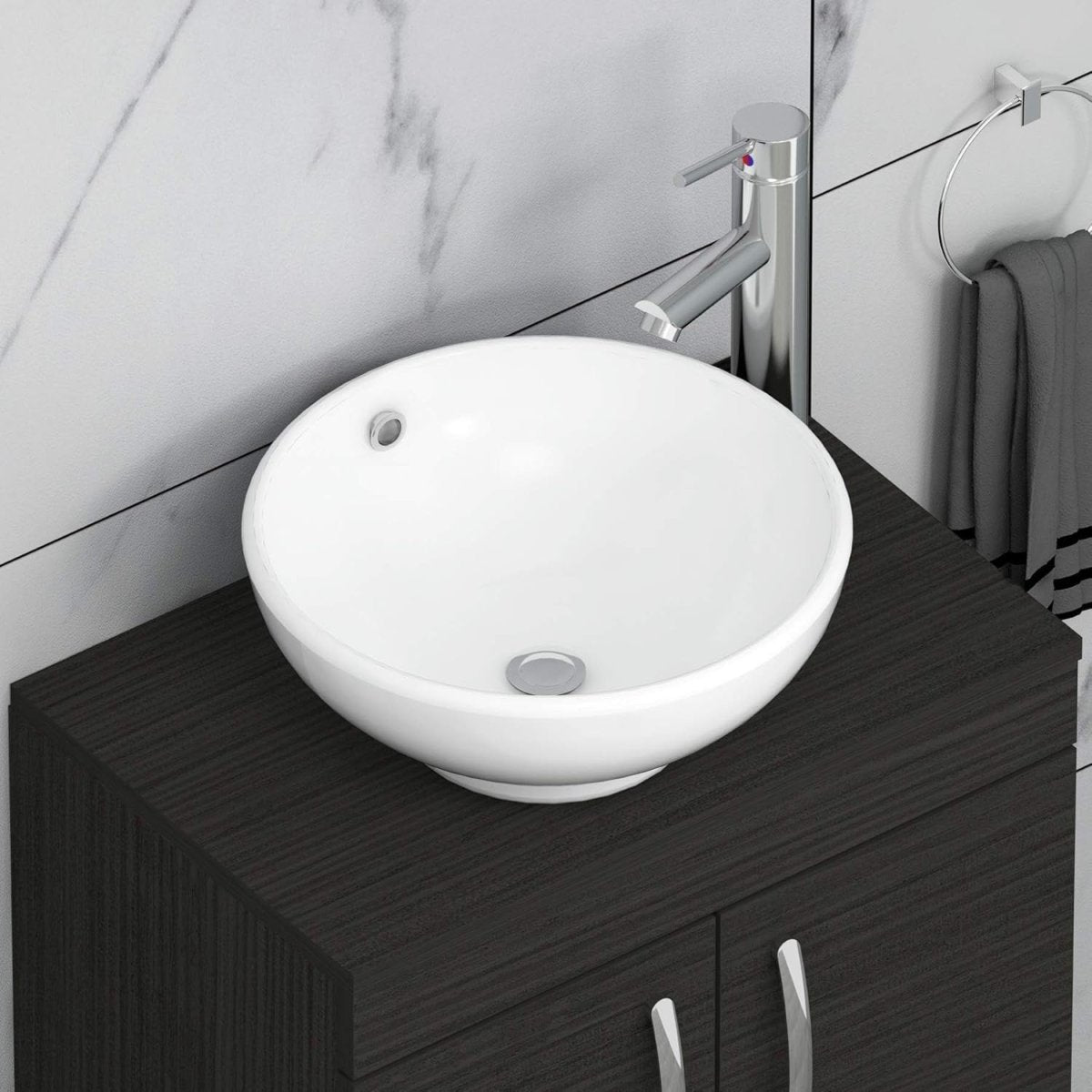 800mm Floor Standing Vanity Unit with Basin 2 Door Hale Black Sink Cabinet - Kwikley