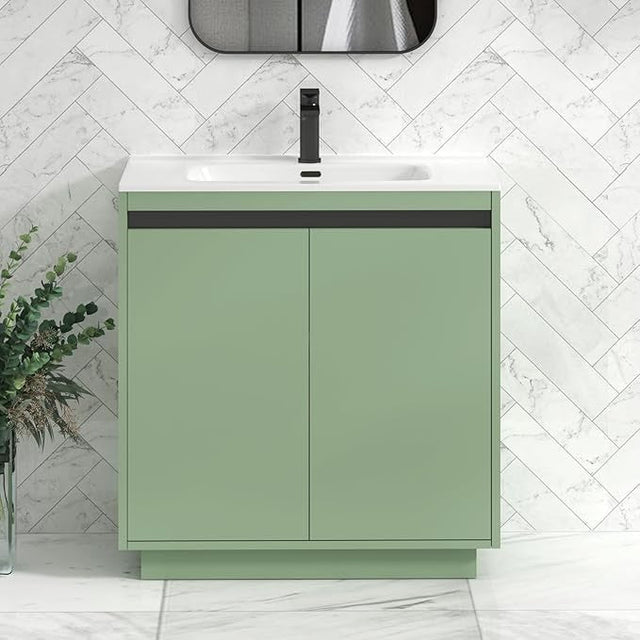 800mm Mint Green Floor Standing Vanity Unit with Basin Sink 2 Door Cabinet