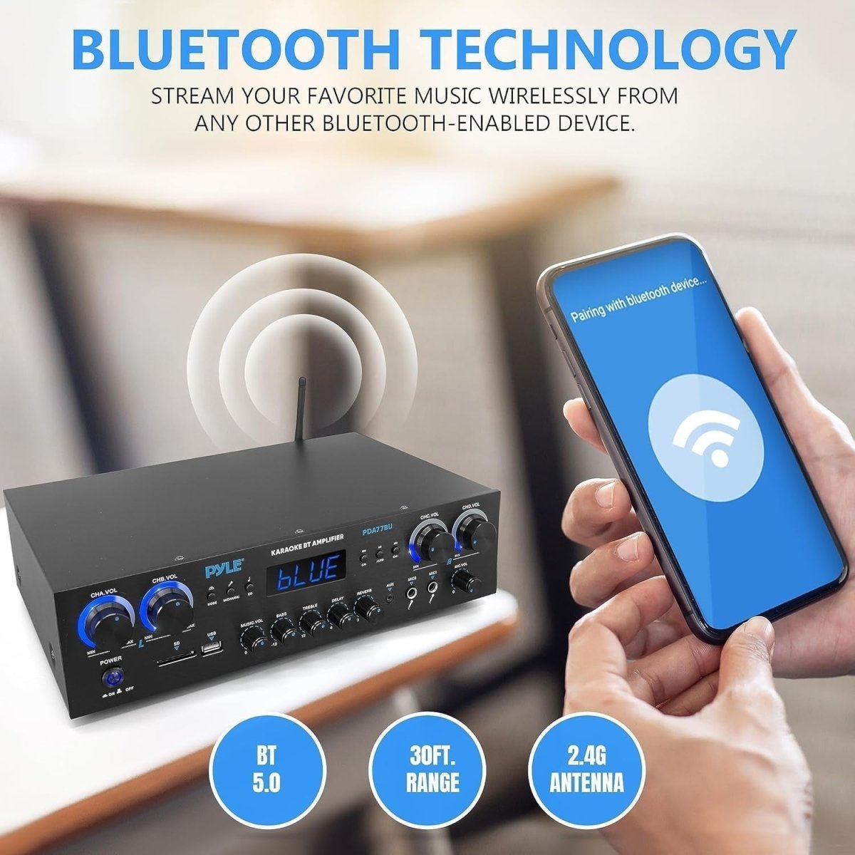 800W Bluetooth Amplifier 4 Channel HiFi Receiver FM Karaoke UK - Kwikley