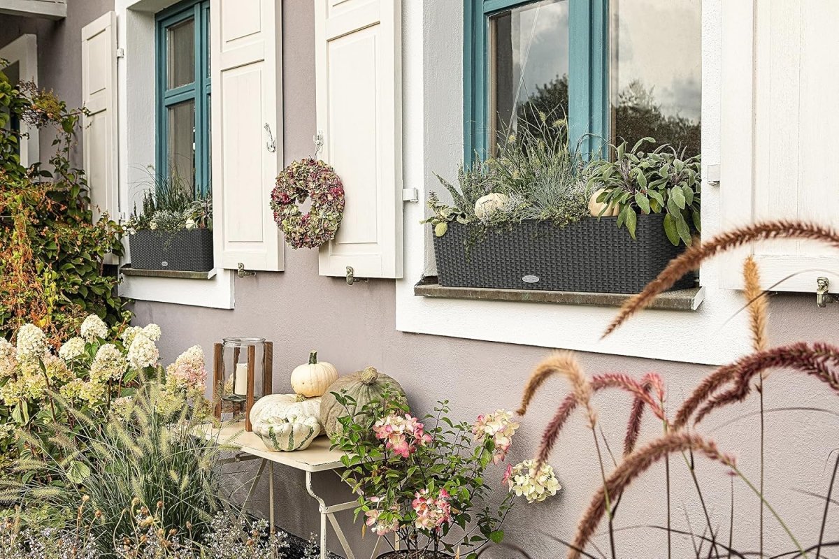 80cm Self Watering Window Box Planter Rattan Look Balcony Pot - Kwikley