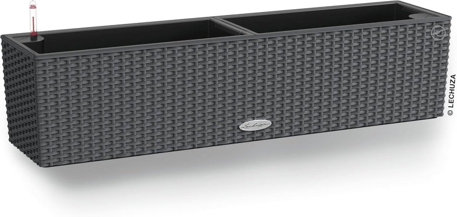 80cm Self Watering Window Box Planter Rattan Look Balcony Pot - Kwikley