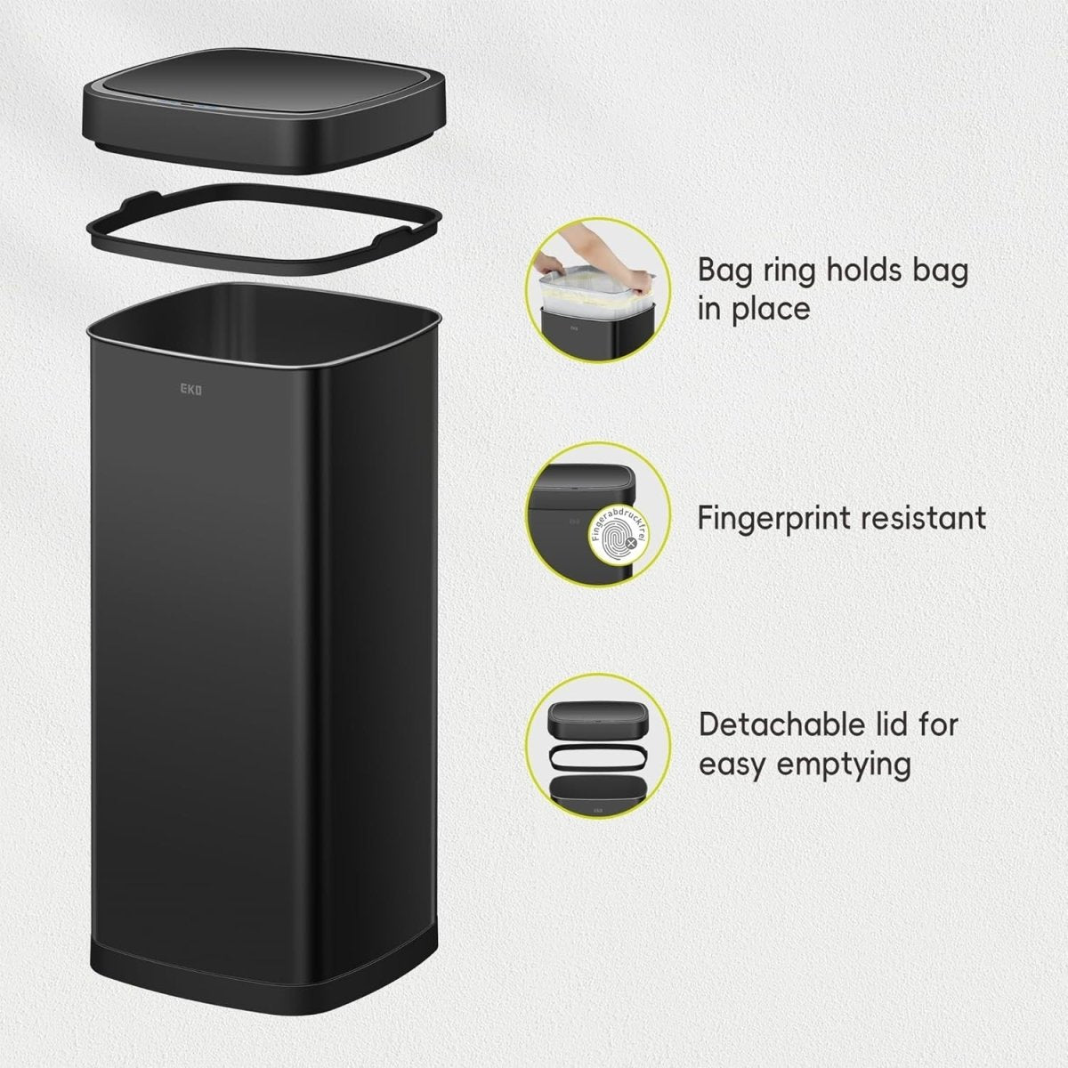 80L 21 Gallon Motion Sensor Kitchen Bin Stainless Steel Soft Close - Kwikley
