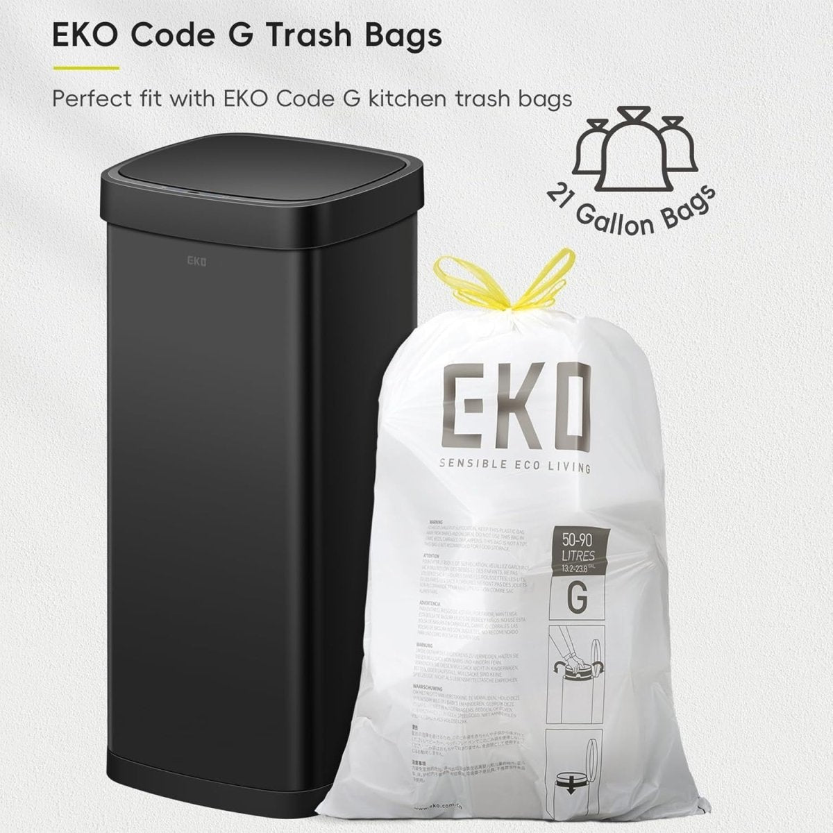 80L 21 Gallon Motion Sensor Kitchen Bin Stainless Steel Soft Close - Kwikley