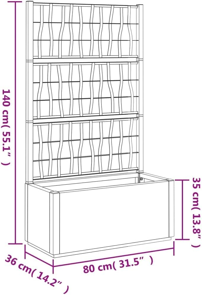 80L Garden Planter with Trellis 140cm Outdoor Climbing Plant Pot - Kwikley