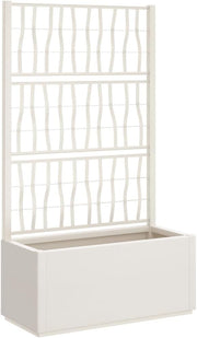 80L Garden Planter with Trellis 140cm Outdoor White Plant Box - Kwikley
