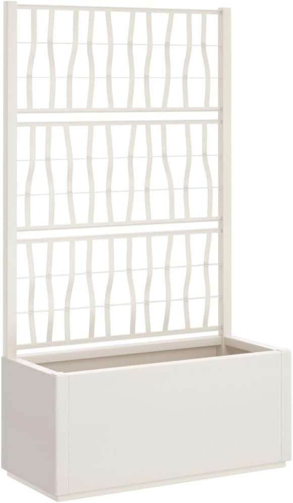 80L Garden Planter with Trellis 140cm Outdoor White Plant Box - Kwikley