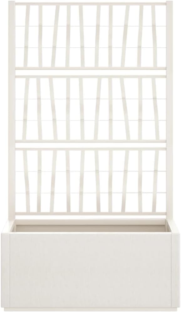 80L Garden Planter with Trellis 140cm Outdoor White Plant Box - Kwikley