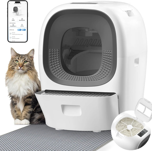 80L Self Cleaning Cat Litter Box Auto Refill 5G WiFi Multi Cat