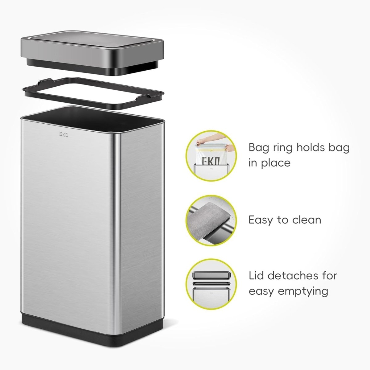 80L Stainless Steel Sensor Bin Touchless Soft Close - Kwikley