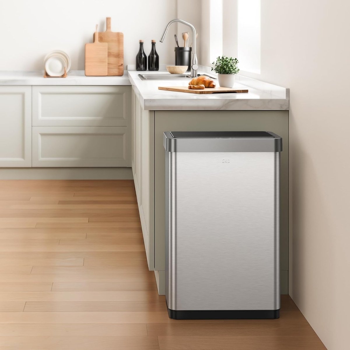 80L Stainless Steel Sensor Bin Touchless Soft Close - Kwikley