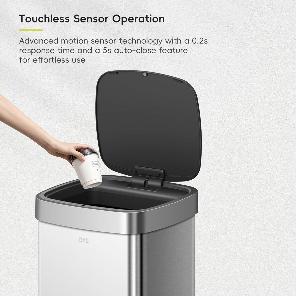 80L Touchless Kitchen Trash Can Stainless Steel Motion Sensor Bin - Kwikley
