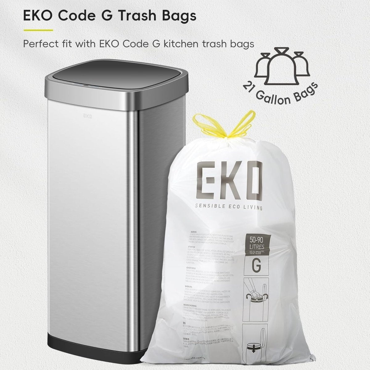 80L Touchless Kitchen Trash Can Stainless Steel Motion Sensor Bin - Kwikley