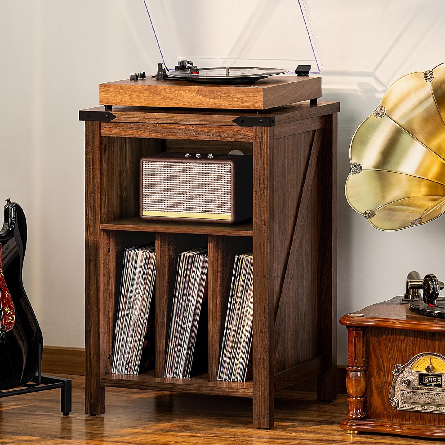 Record Player Stand Vinyl Storage Cabinet Holds 160 Albums