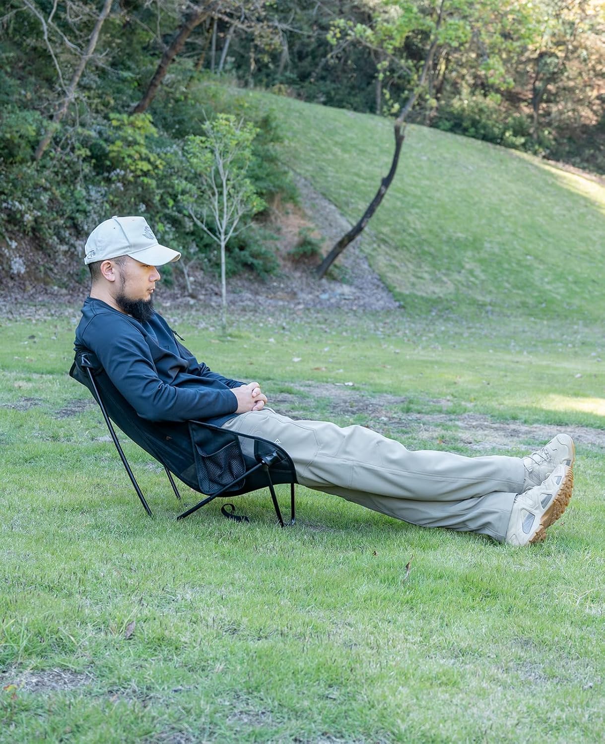 Ultralight Low Mesh Camping Chair with Carry Bag Black