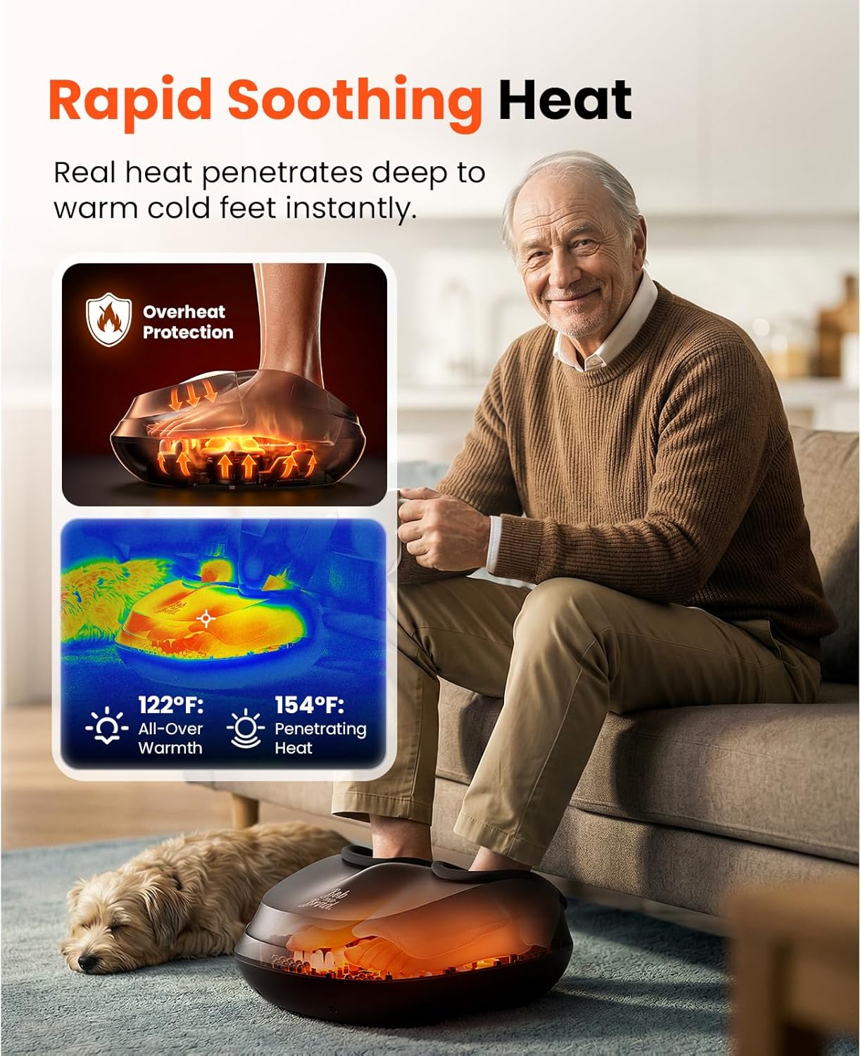 Shiatsu Foot Massager with Heat Compression Remote Plantar Relief