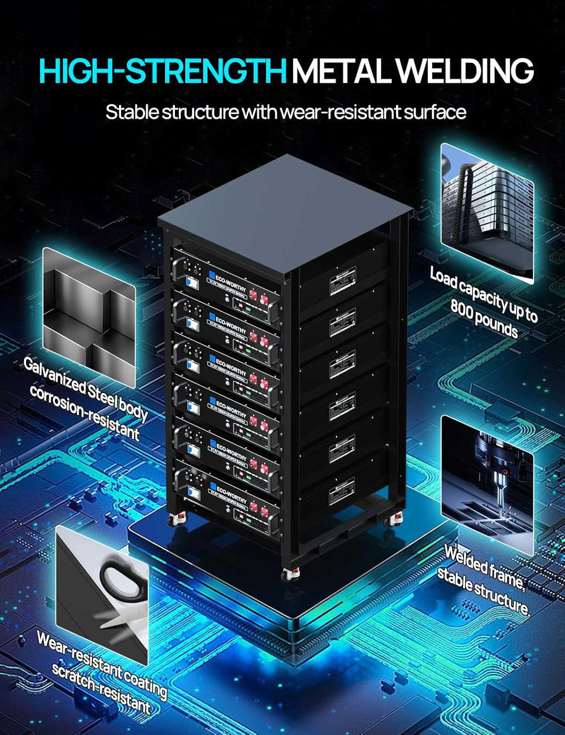 3U 6 Layer Server Rack with Wheels Energy Storage