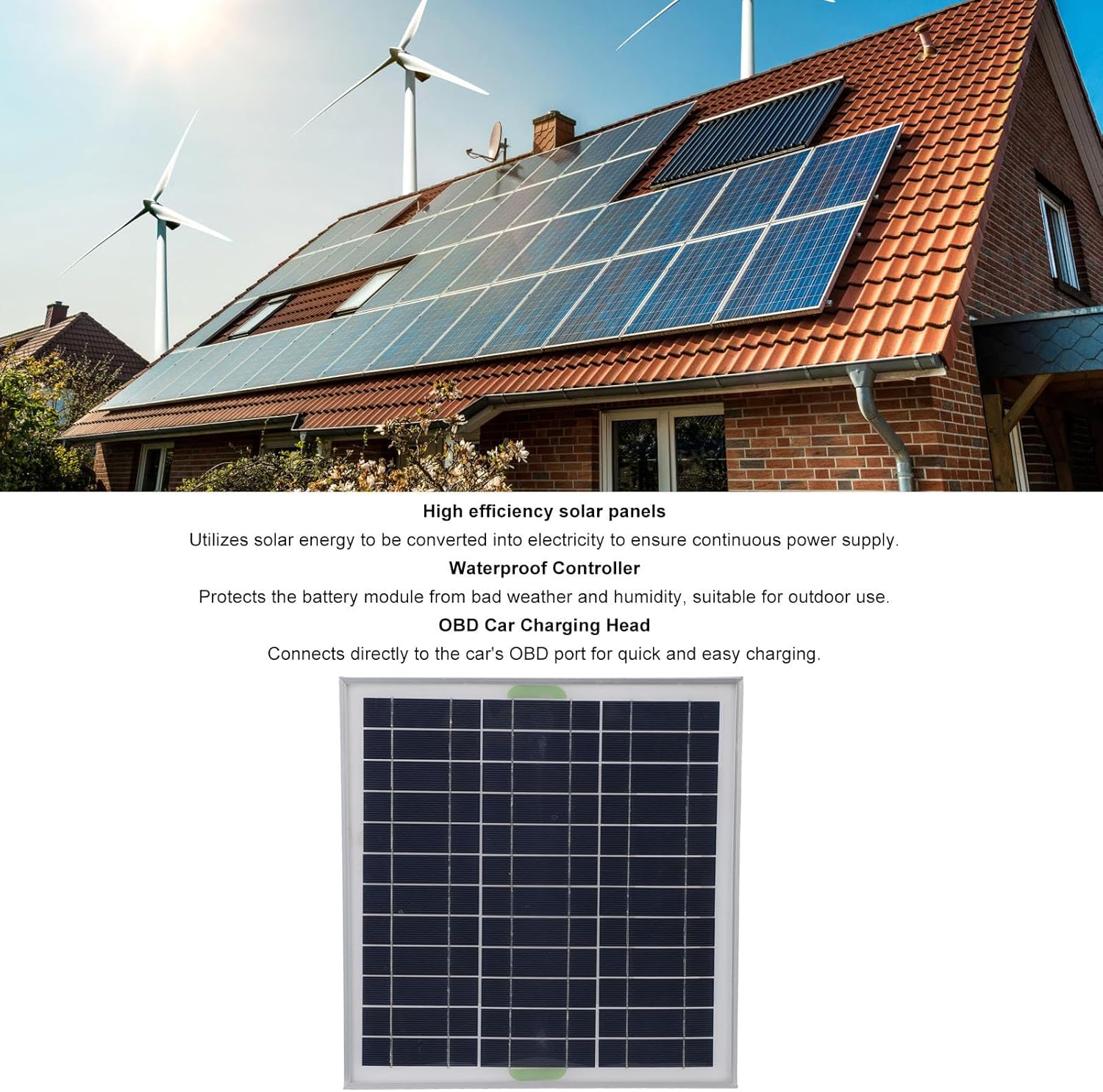 50W Solar Battery Charger MPPT OBD Car Maintainer Waterproof