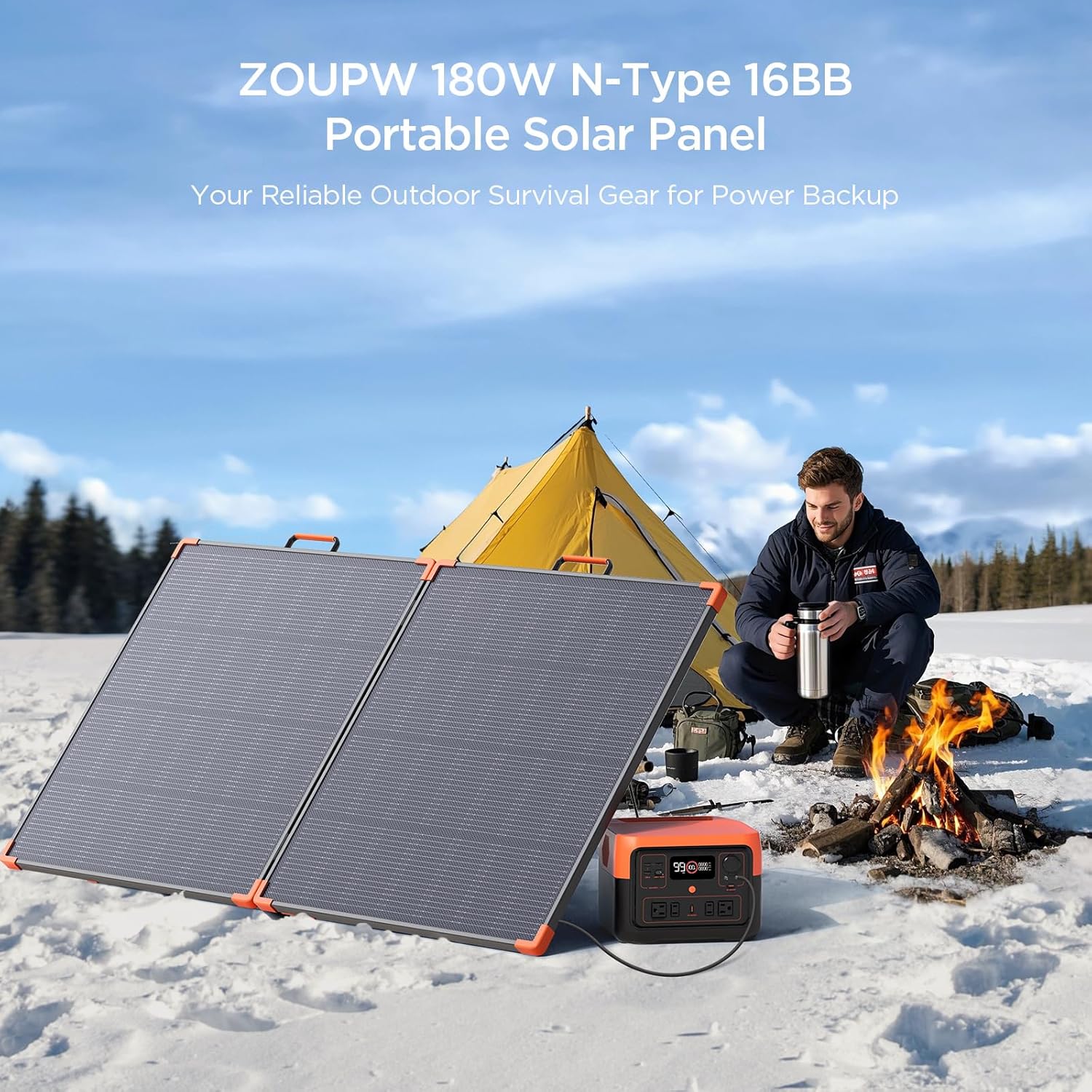 180W Foldable Solar Panel N Type IP68 RV Camping Charger