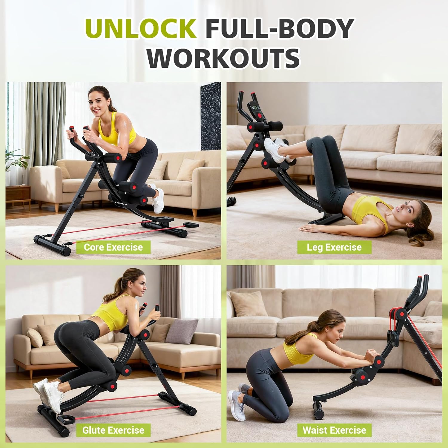 Adjustable Ab Machine Foldable Core Trainer LCD 440lb Capacity