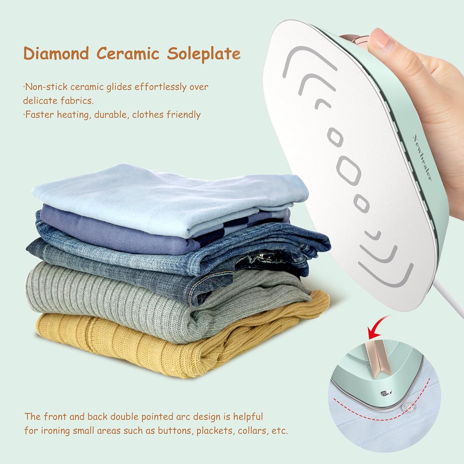 Mini Travel Iron Dual Voltage 300W Ceramic Soleplate Portable