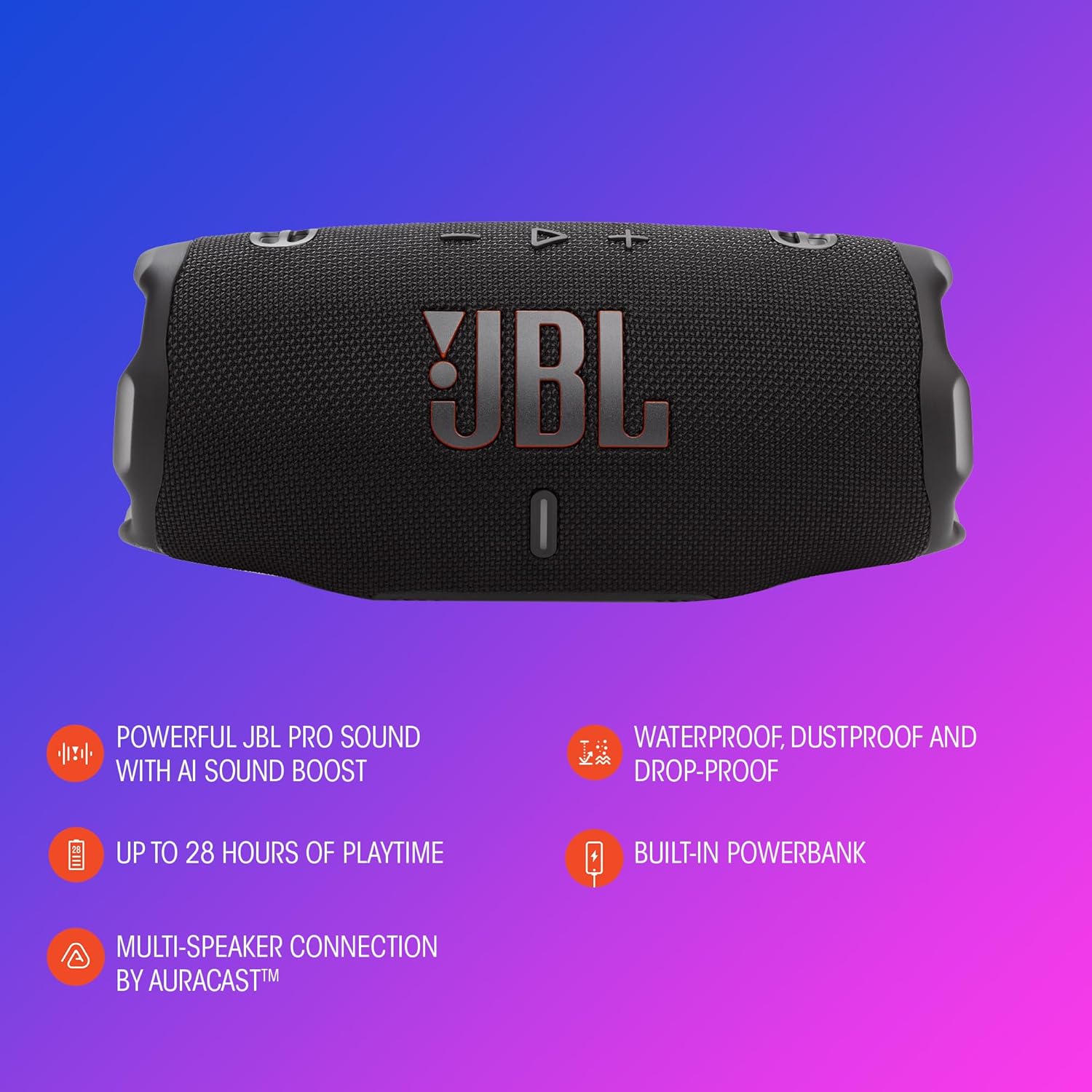 Portable Bluetooth Speaker 28Hr Playtime Waterproof Powerbank