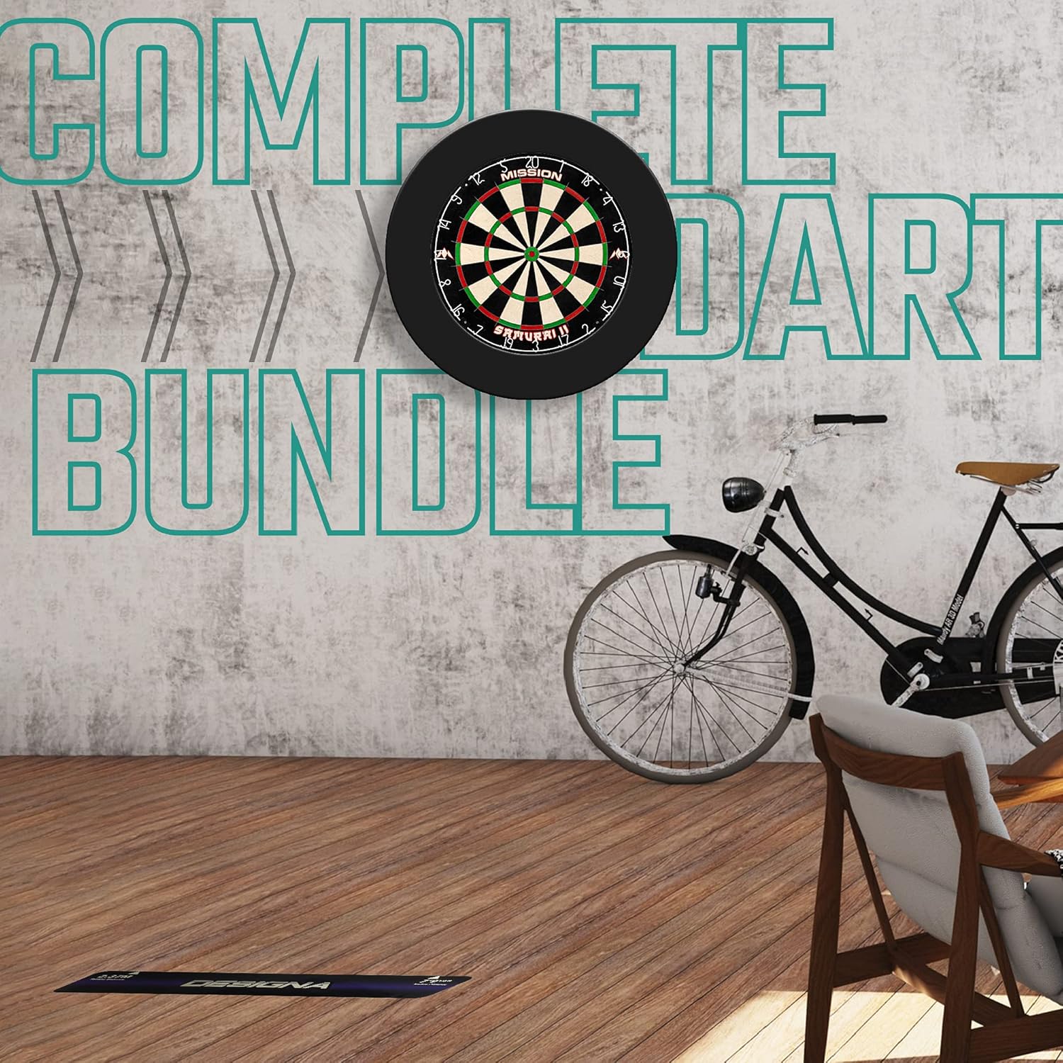 Dart Board Home Set Cabinet or Surround 2 Darts Steel Tip Kit